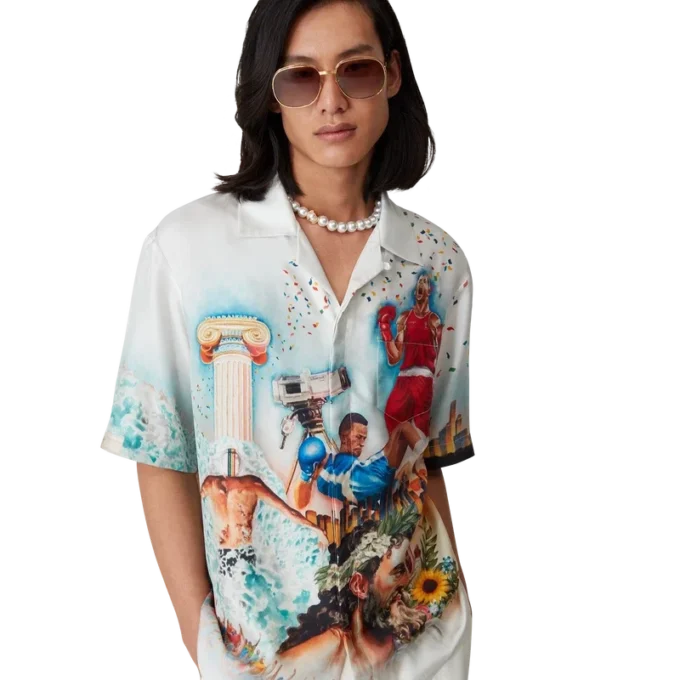 Celebration Du Sport kortärmad silkesskjorta