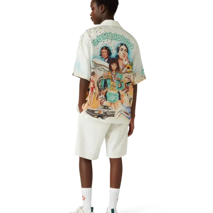 Celebration Du Sport kortärmad silkesskjorta