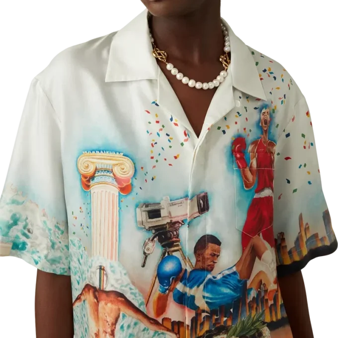 Celebration Du Sport kortärmad silkesskjorta