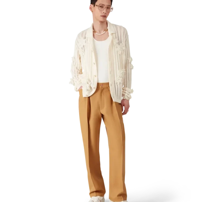 Chinobyxor i ull med veck