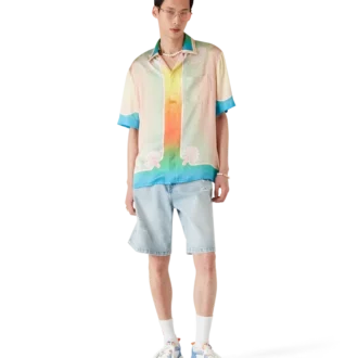 Court-sneakers för män i vitt och blått