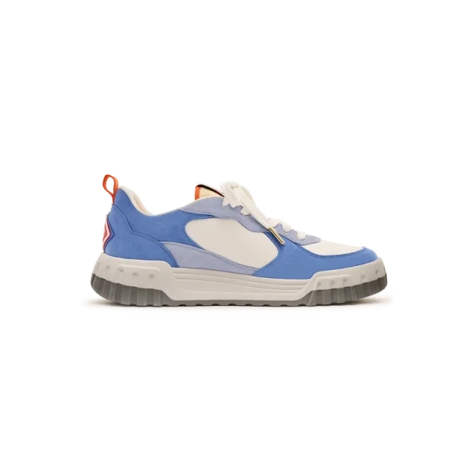 Court-sneakers för damer i vitt och blått