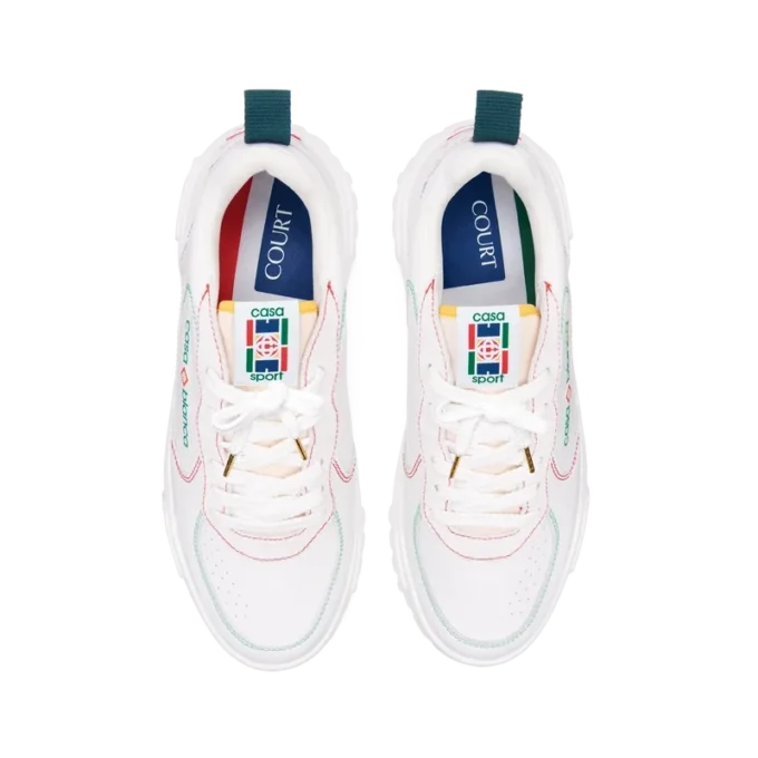 Court vita och flerfärgade sneakers för dam