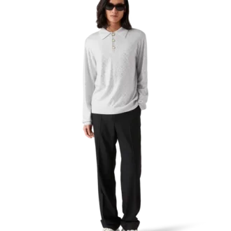 Crystal Monogram Knit Polo Shirt