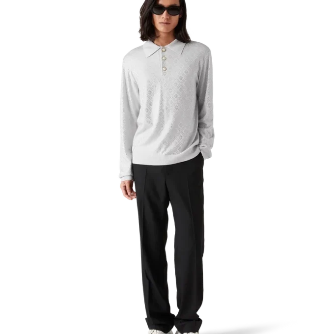 Crystal Monogram Knit Polo Shirt