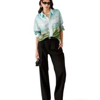 Dalmatian a La Montange långärmad silkesskjorta