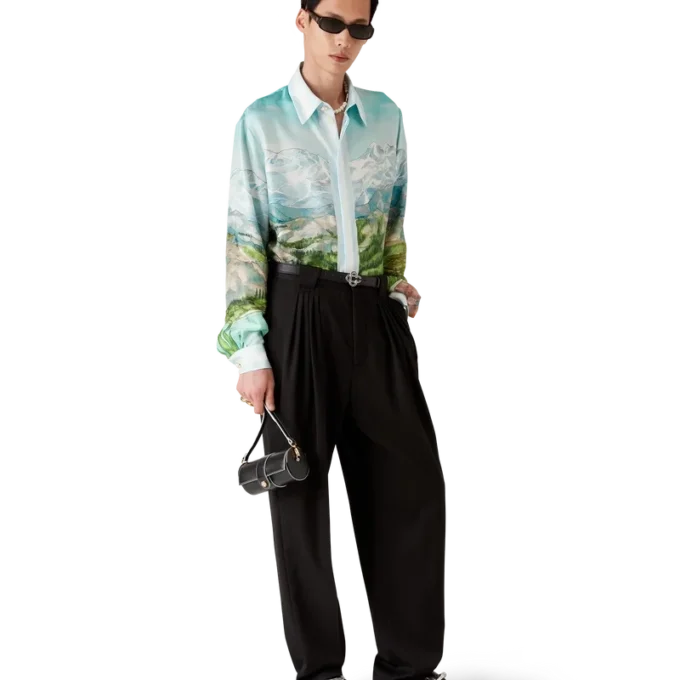 Dalmatian a La Montange långärmad silkesskjorta