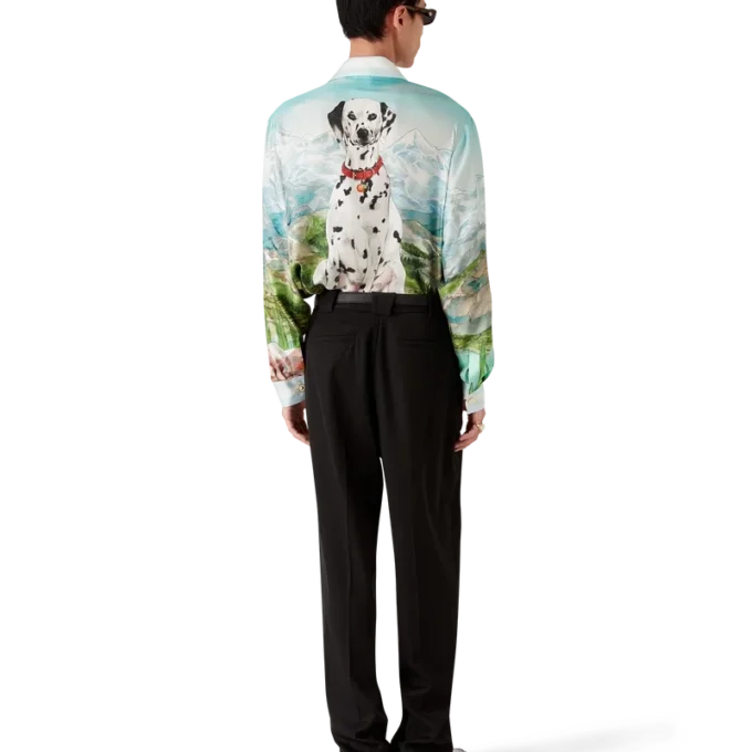 Dalmatian a La Montange långärmad silkesskjorta