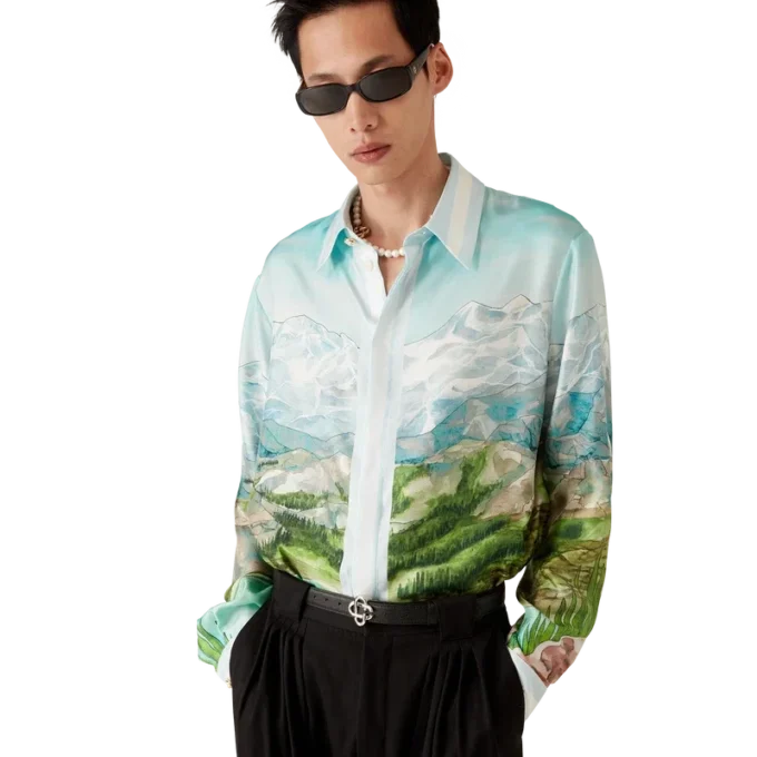 Dalmatian a La Montange långärmad silkesskjorta