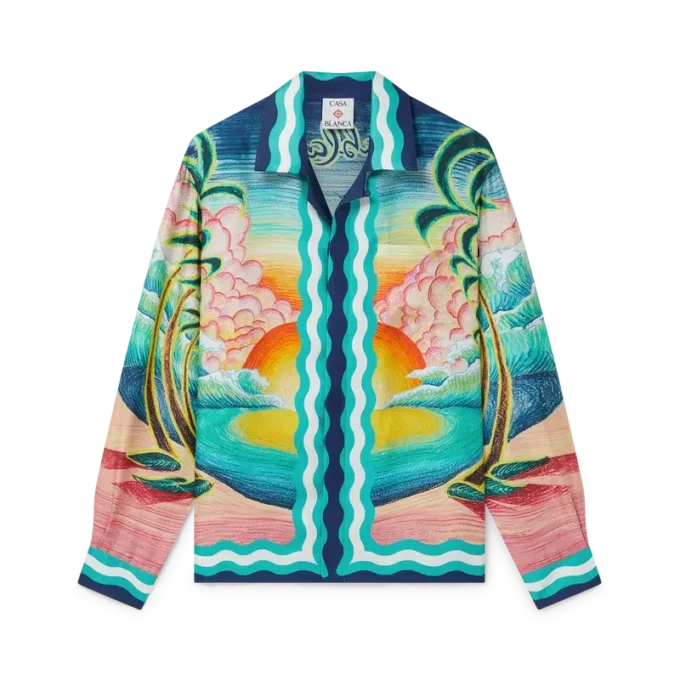 Danse De La Mer långärmad silkesskjorta