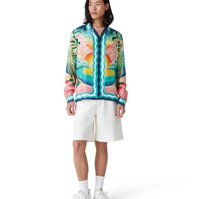 Danse De La Mer långärmad silkesskjorta