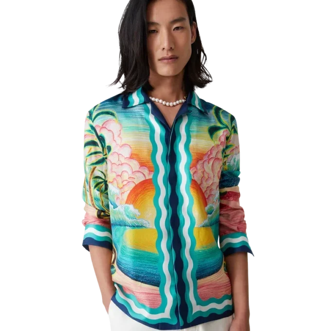 Danse De La Mer långärmad silkesskjorta
