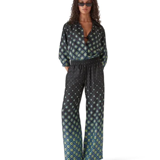 Degrade Monogram långärmad silkesskjorta