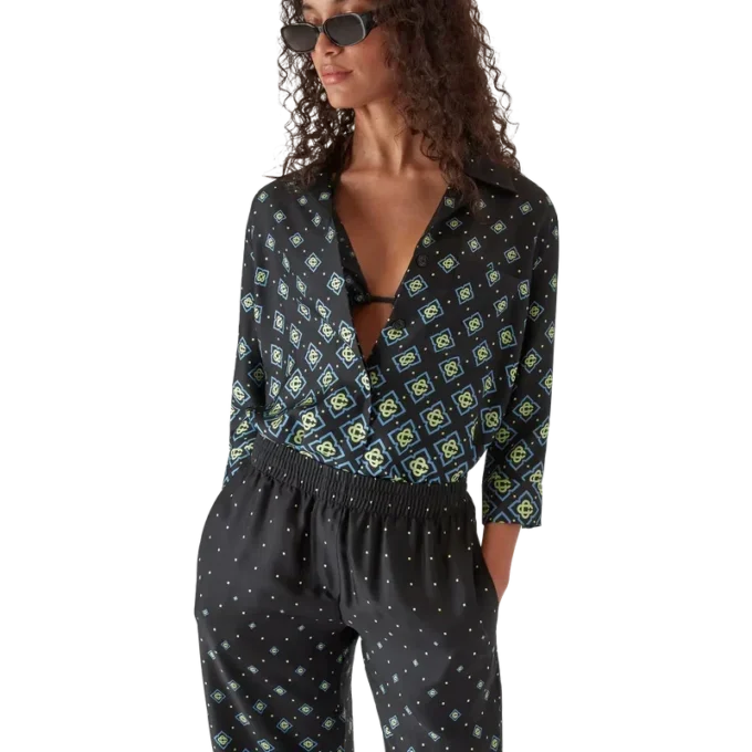 Degrade Monogram långärmad silkesskjorta