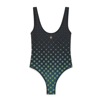 Degrade svart monogram-baddräkt