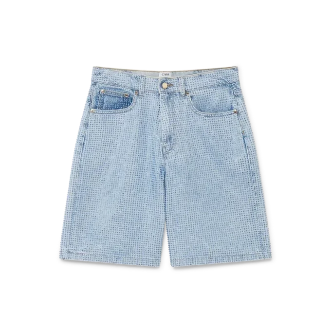 Denim Shorts med kristallprydnader