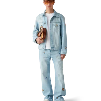 Denimjacka med broderat motiv