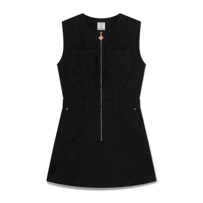 Denimklänning med monogram och dragkedja Denimklänning med monogram och dragkedja