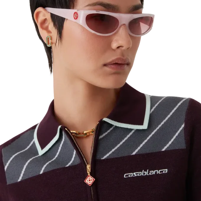 Diagonal Tennis Merino långärmad pikétröja