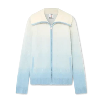 Fluffig mohairjacka med dragkedja och färgövergång