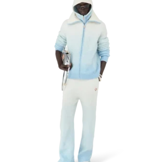 Fluffig mohairjacka med dragkedja och färgövergång