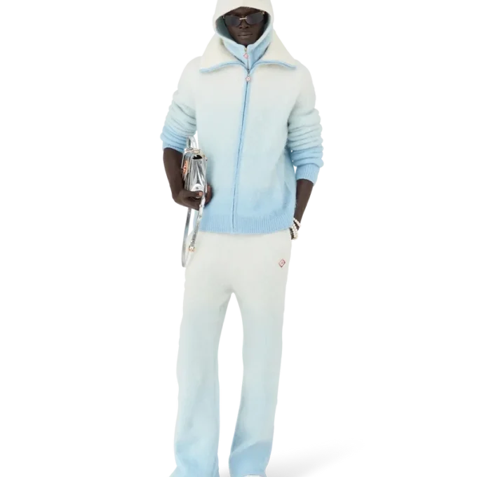 Fluffig mohairjacka med dragkedja och färgövergång Fluffig mohairjacka med dragkedja och färgövergång