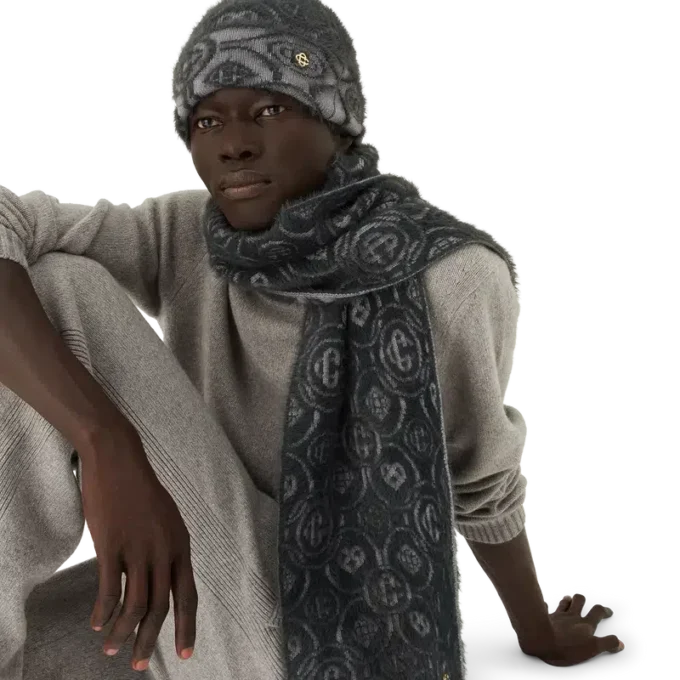 Fluffig monogram-mohairhalsduk