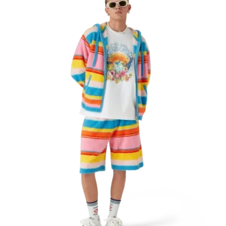 Fluffiga randiga oversized-Shorts