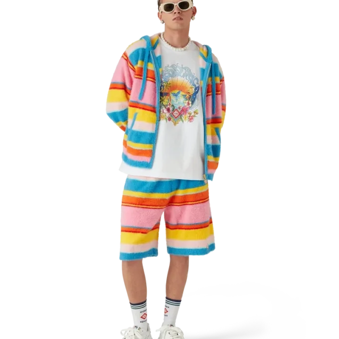 Fluffiga randiga oversized-Shorts