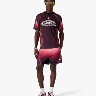 Fotbollsshorts i auberginefärgad gradient