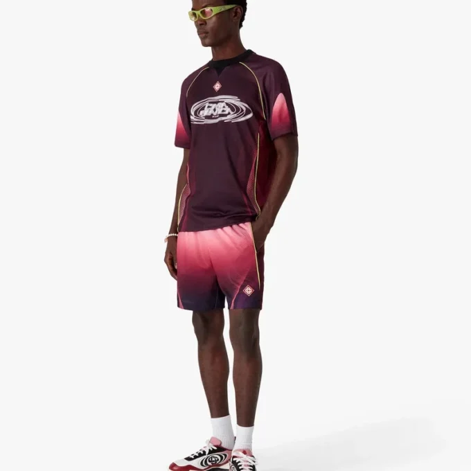 Fotbollströja med korta ärmar i auberginefärgad gradient