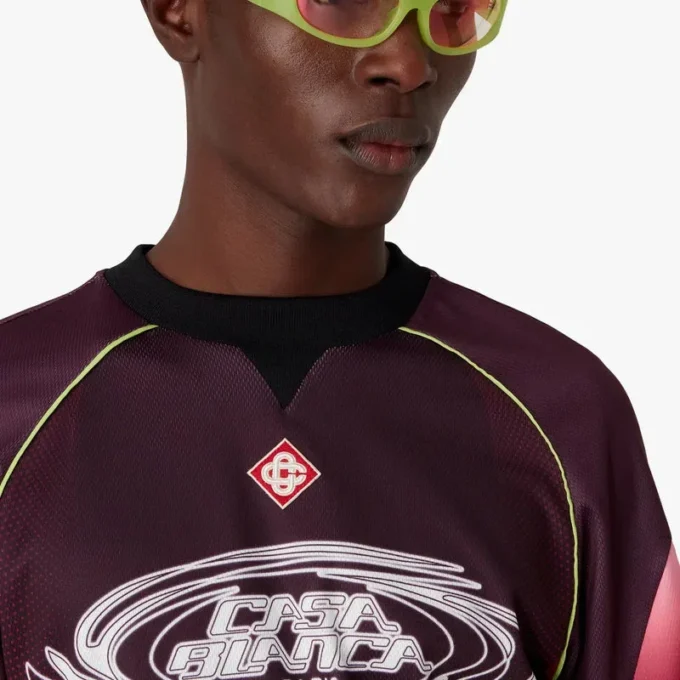 Fotbollströja med korta ärmar i auberginefärgad gradient