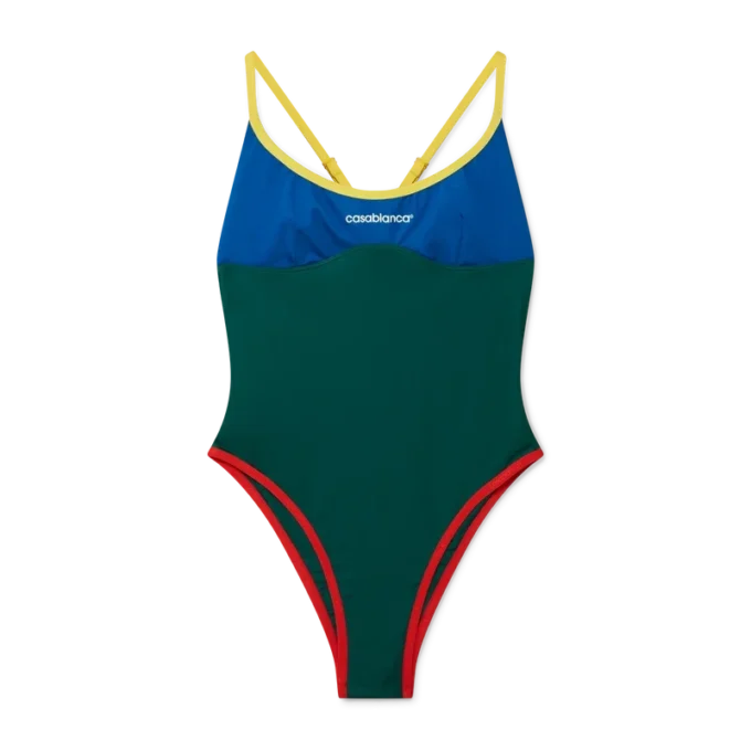 Färgblockerad baddräkt