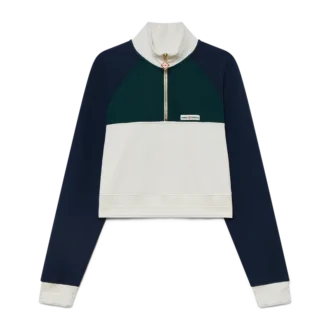 Färgblockerad kort tröja med kvartslång dragkedja