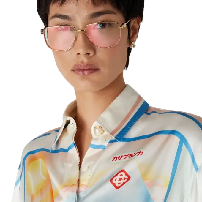 Fuji Dream kortärmad kort skjorta i siden