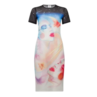 Galactic Connection kortärmad klänning i mesh