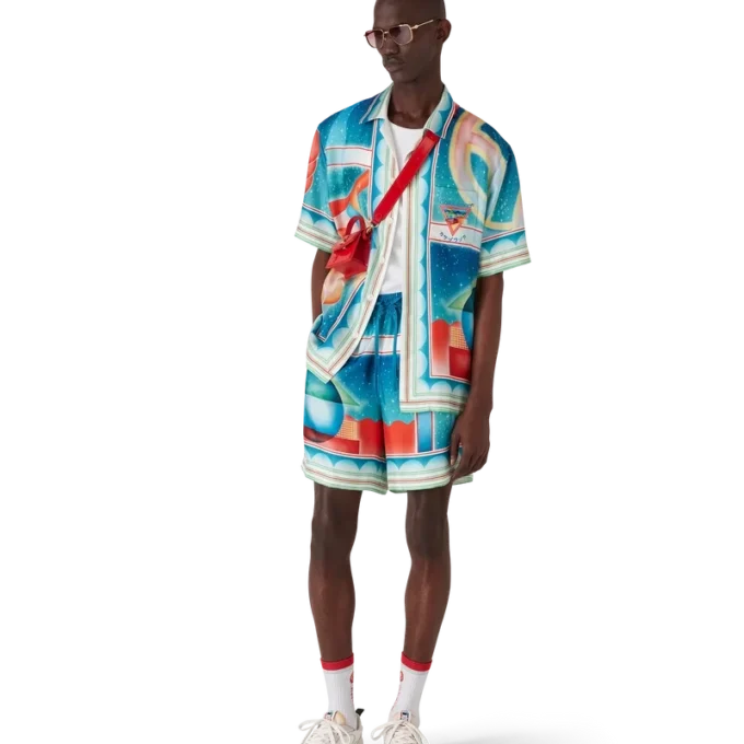 Galaxy Court kortärmad silkeskjorta