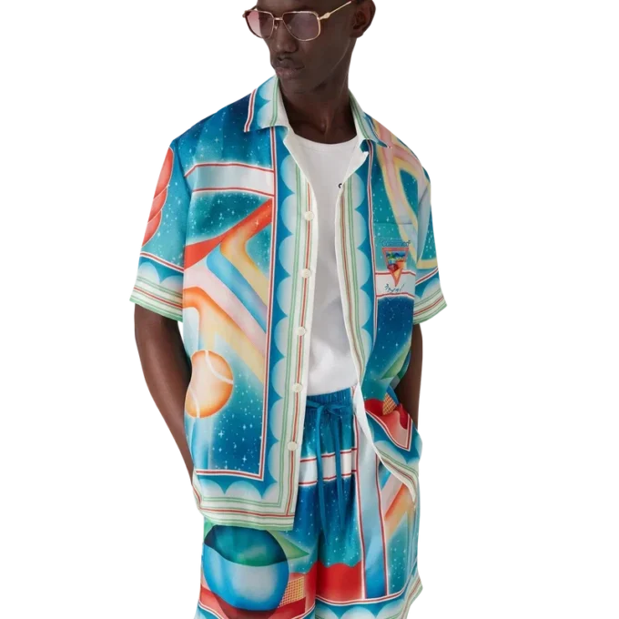 Galaxy Court kortärmad silkeskjorta