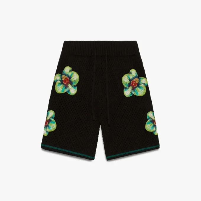 Glitch Orchid broderade virkade Shorts