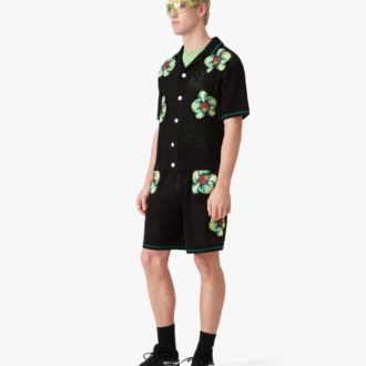 Glitch Orchid broderade virkade Shorts