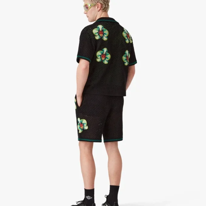 Glitch Orchid broderade virkade Shorts