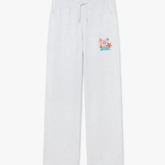 Grå broderade korta sweatpants