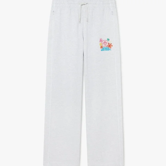 Grå broderade korta sweatpants
