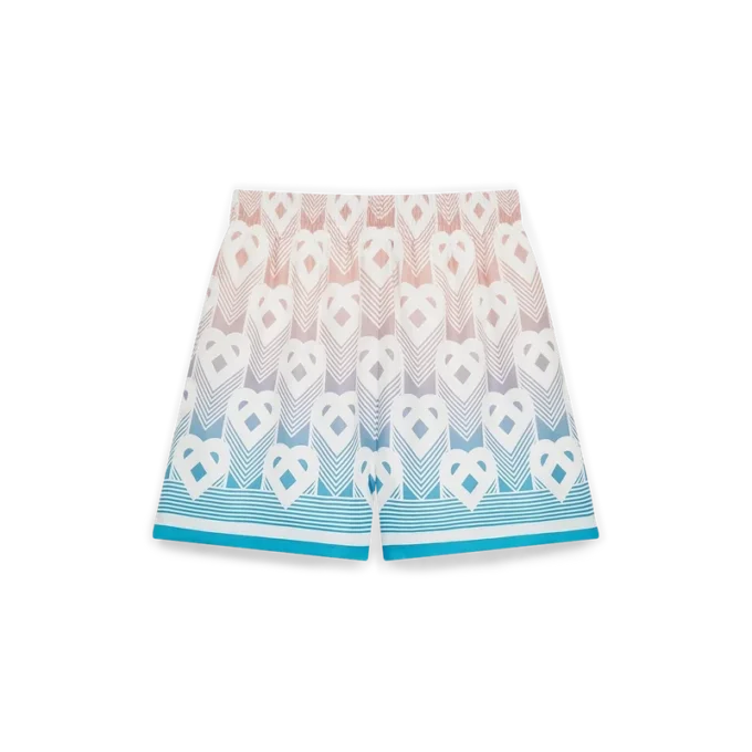 Gradient Heart Monogram-silk Shorts