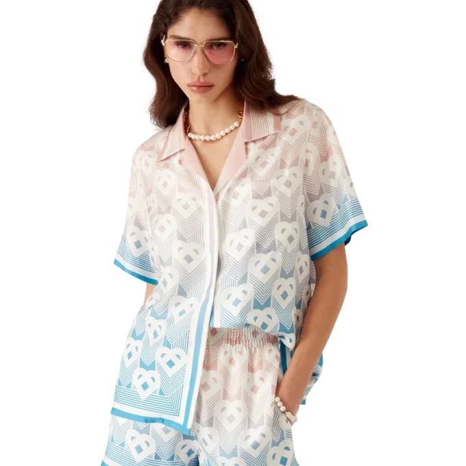 Gradient Heart Monogram-silk Shorts