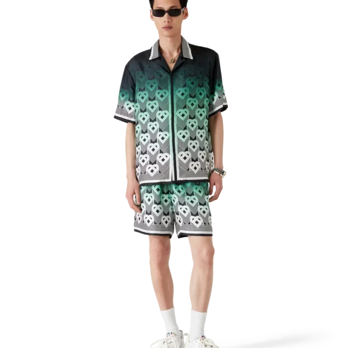 Gradient Monogram kortärmad silkeskjorta