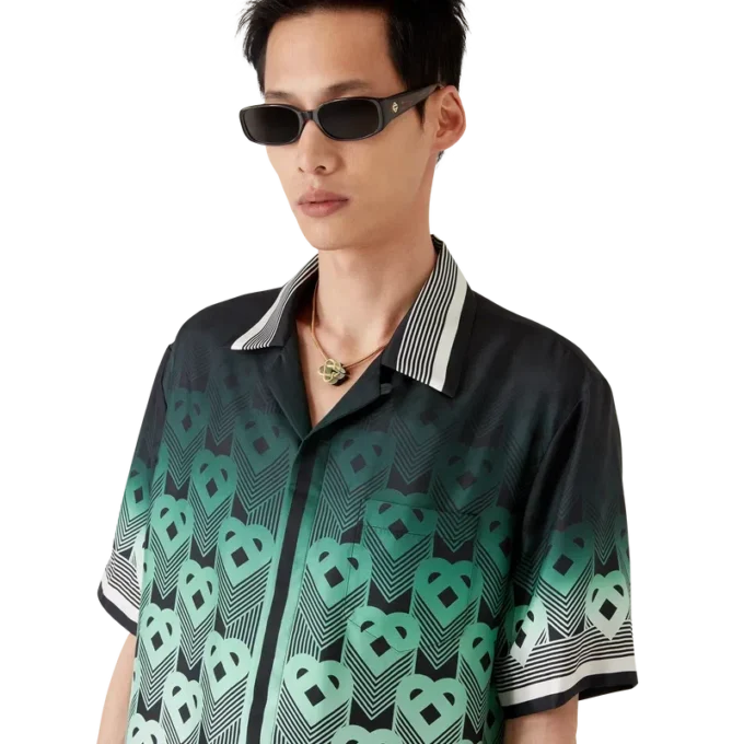 Gradient Monogram kortärmad silkeskjorta