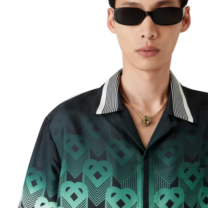 Gradient Monogram kortärmad silkeskjorta