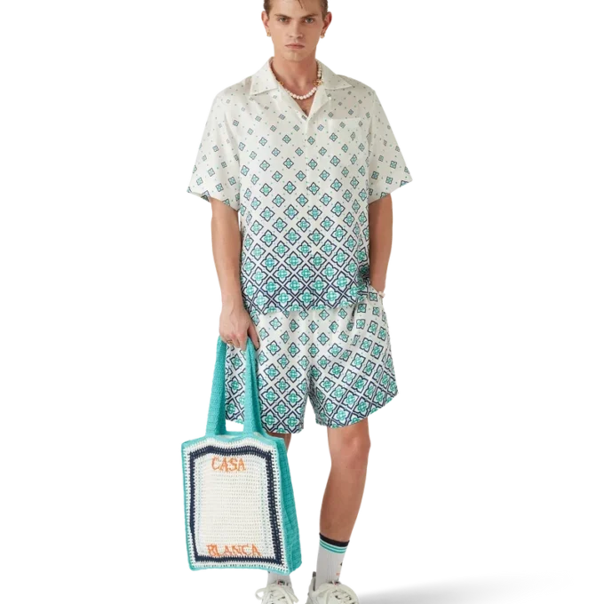 Gradient Monogram kortärmad silkeskjorta