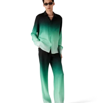 Gradient Ping Pong Jacquard långärmad silkeskjorta